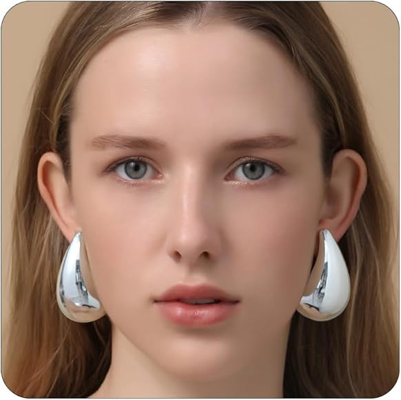 Apsvo Chunky Gold Hoop Earrings for Women, Dupes Earrings Lightweight Waterdrop Hollow Open Hoops... | Amazon (US)