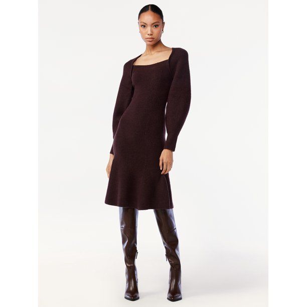 Scoop Women's Square Neck Sweater Dress - Walmart.com | Walmart (US)