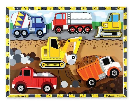 Melissa & Doug Construction Vehicles Wooden Chunky Puzzle (6 pcs) | Walmart (US)