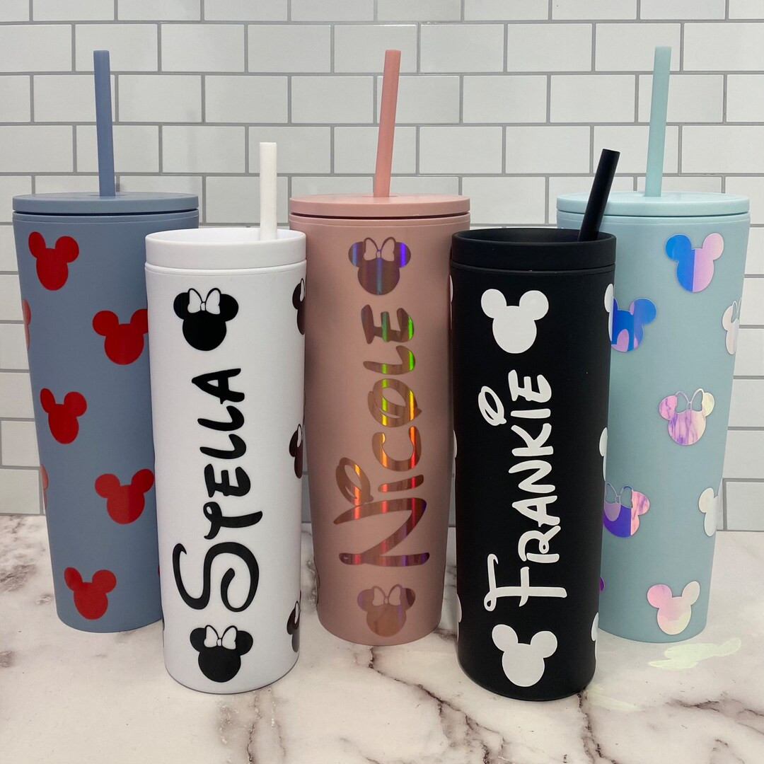 Personalized Mickey and/or Minnie Acrylic Tumbler 18oz or 24oz with matching straw and lid Disney... | Etsy (US)