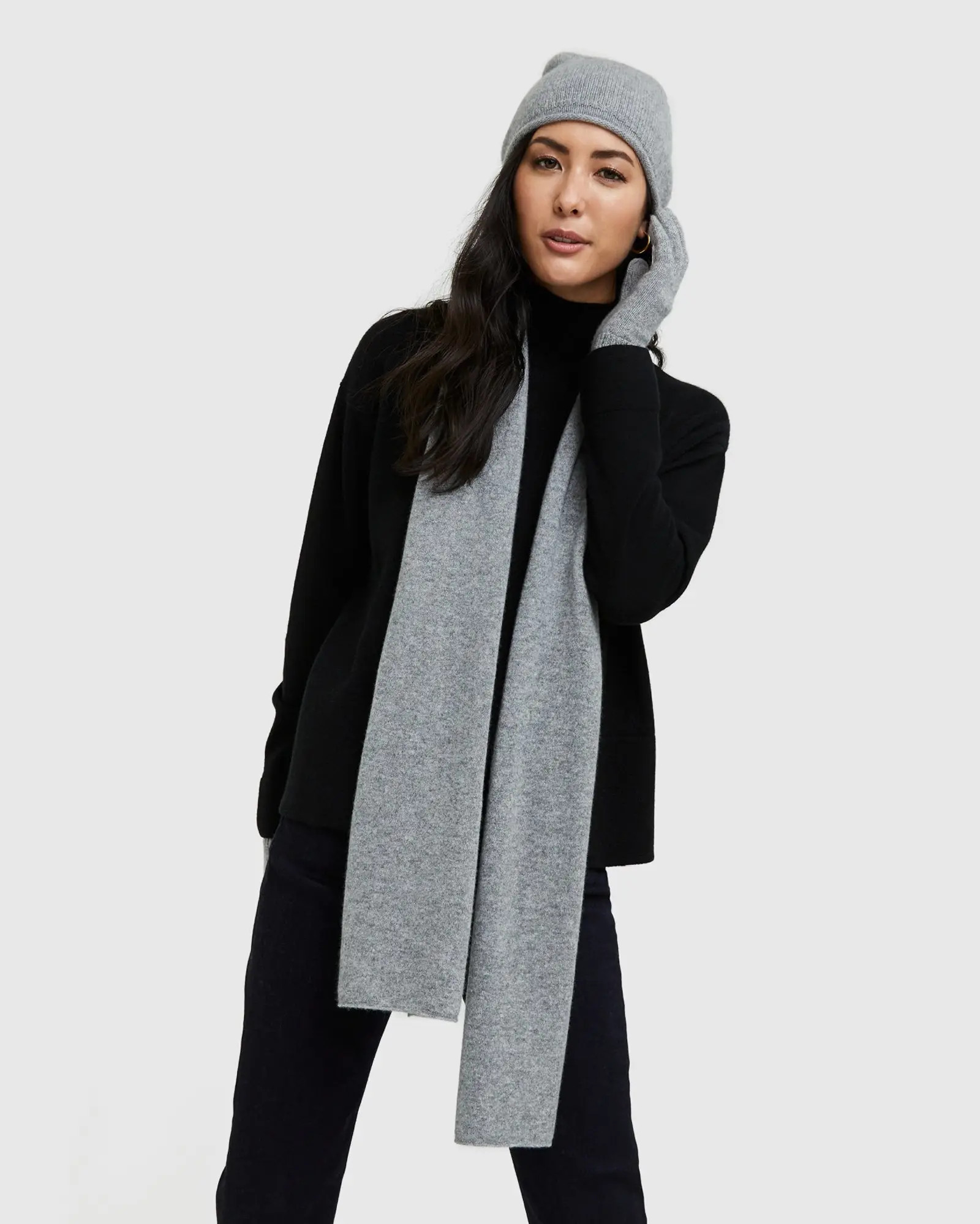 Mongolian Cashmere Scarf in Heather Grey | Quince