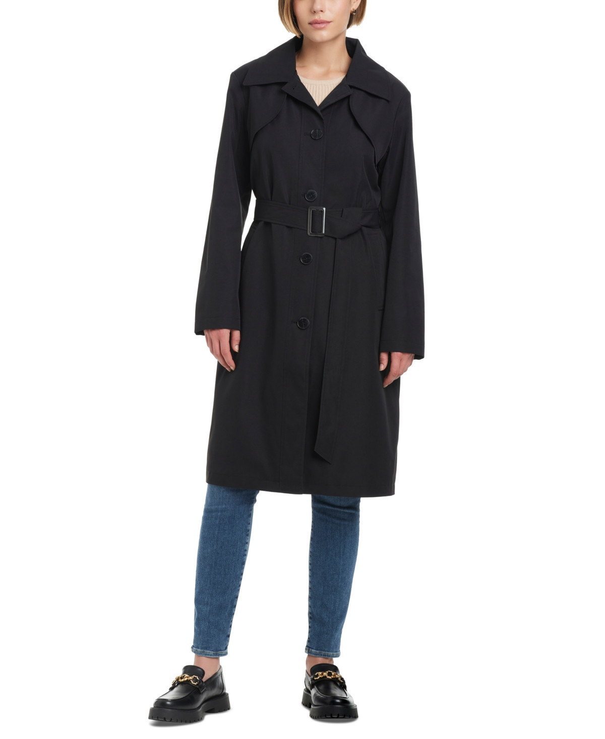 Kate Spade New York Women's Hooded Bibbed Raincoat - Black | Macy's