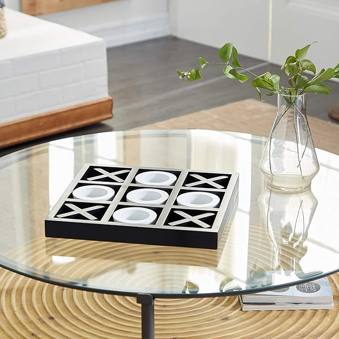 Deco 79 Metal Tic Tac Toe Game Set with Gold Pieces, 12" x 1" x 12", Gold | Amazon (US)