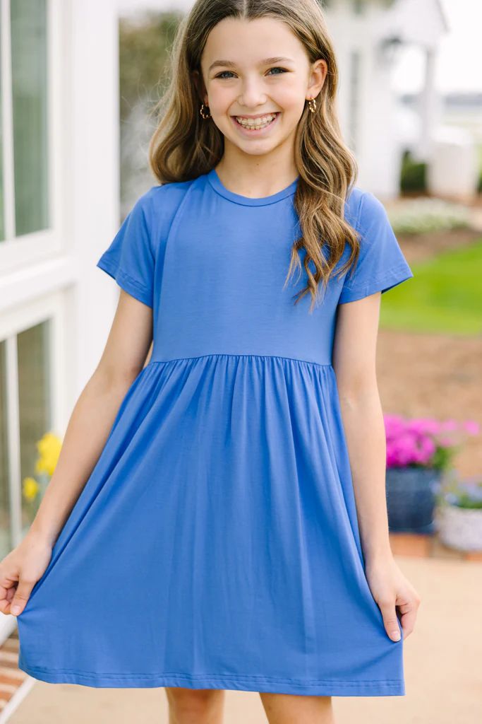 Girls: Happy Days Royal Blue Babydoll Dress | The Mint Julep Boutique