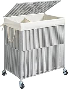 WOWLIVE Laundry Hamper with Wheels, Handwoven Rolling Laundry Basket with Lid, Clothes Hamper wit... | Amazon (US)