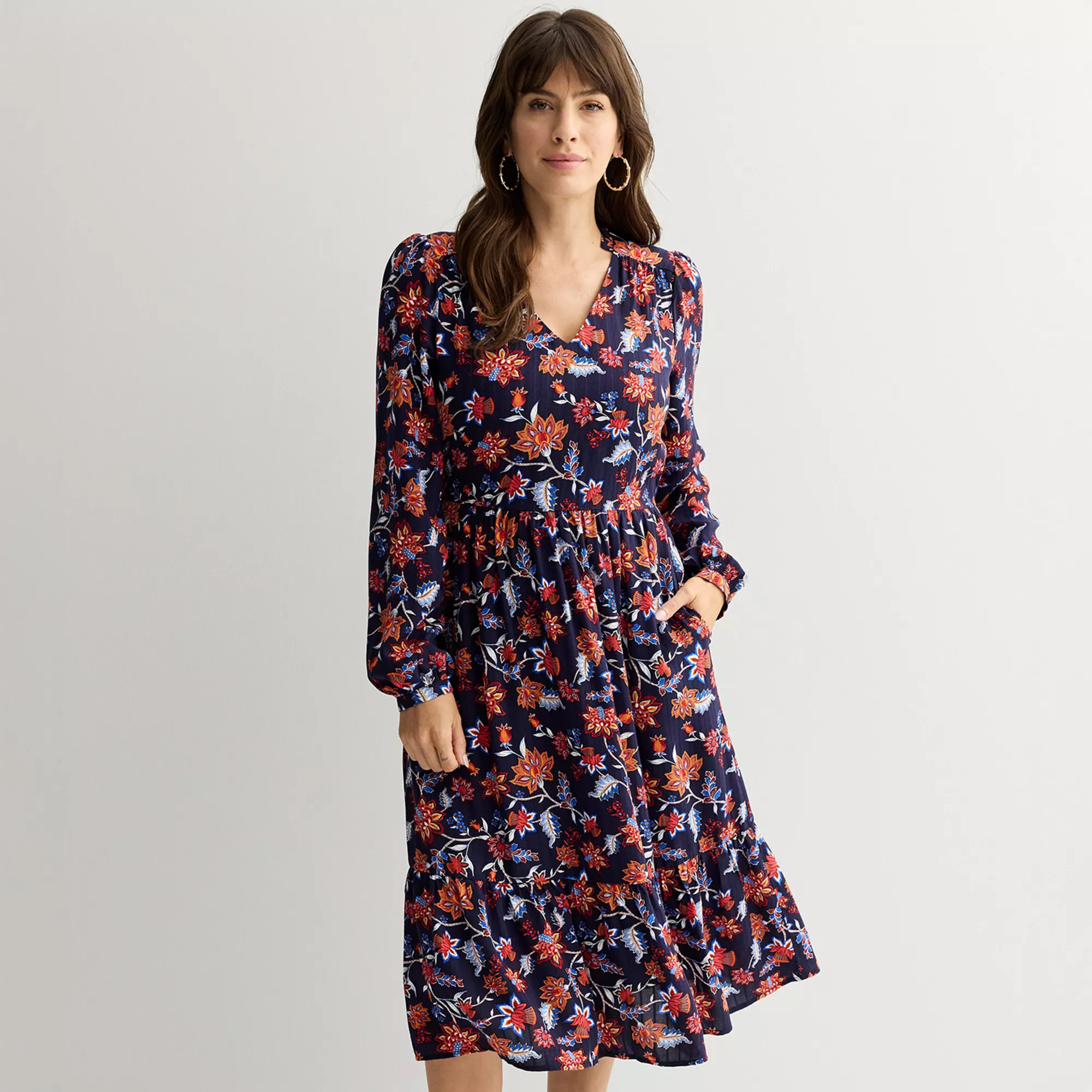 Women's Draper James V-Neck Long Sleeve Midi Dress | Kohl's