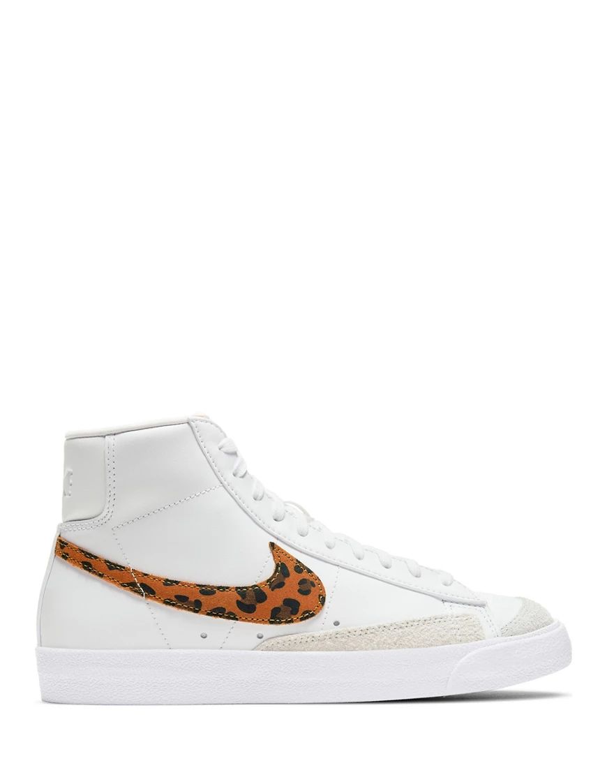 Nike Blazer Mid '77 SE leopard print sneakers in white | ASOS (Global)