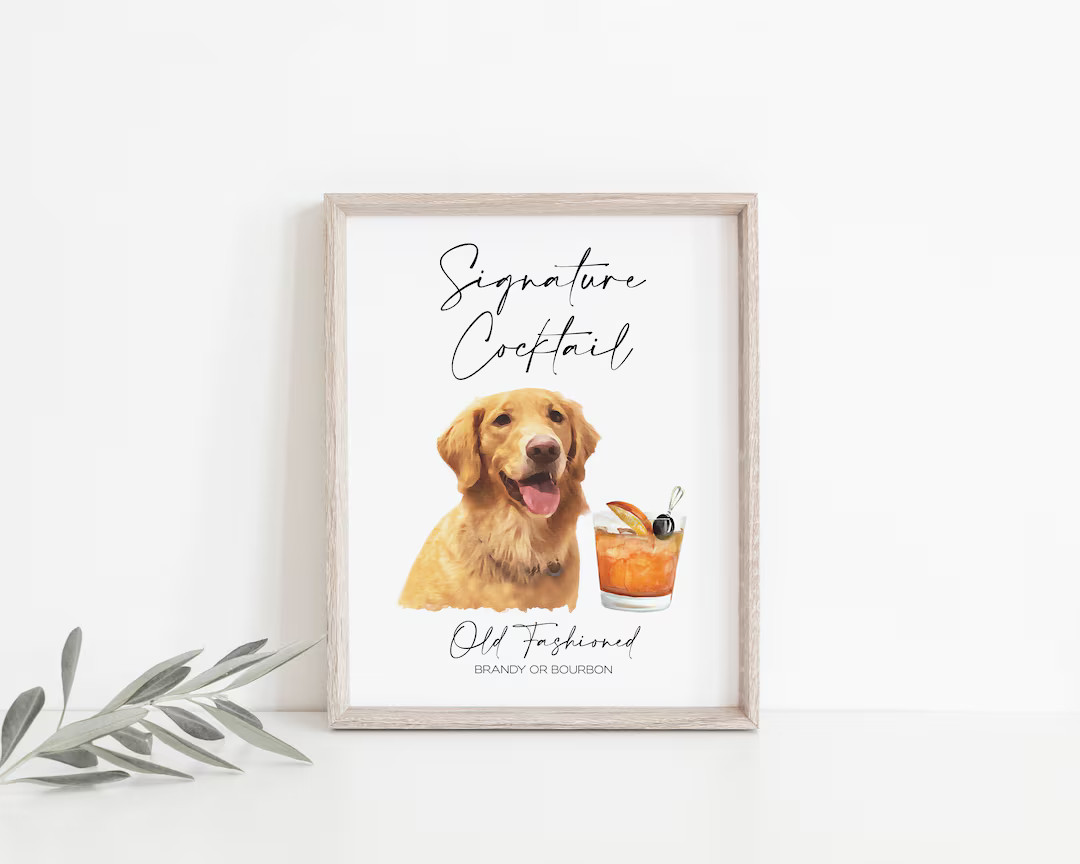 WE EDIT | PRINTABLE | One Pet + One Drink | Signature Drink Sign | Your Pet | Custom | Wedding De... | Etsy (US)