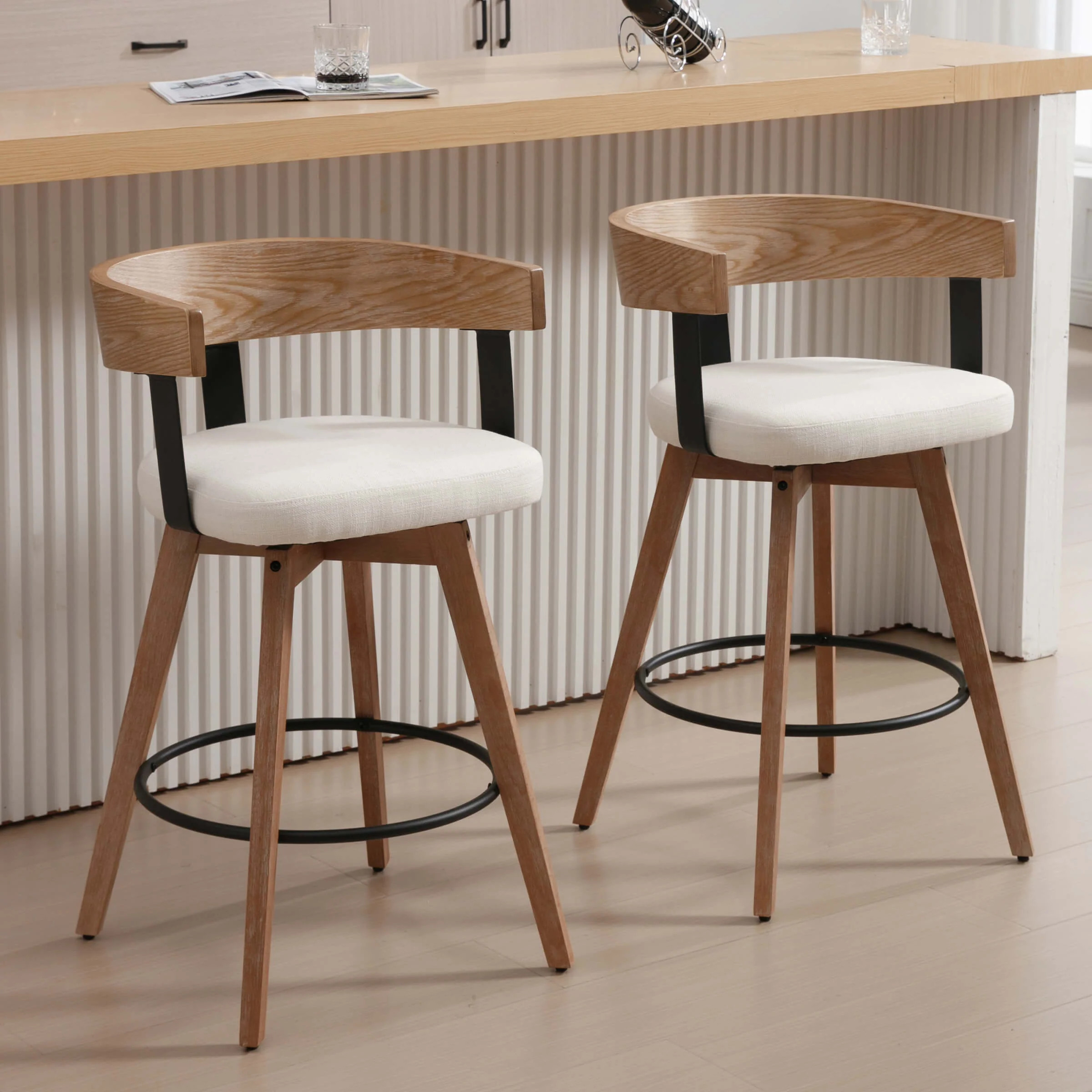 26"H Swivel Wooden Backrest Counter Height Counter Stool - 3193CS | CHAIRUS Affiliate Program