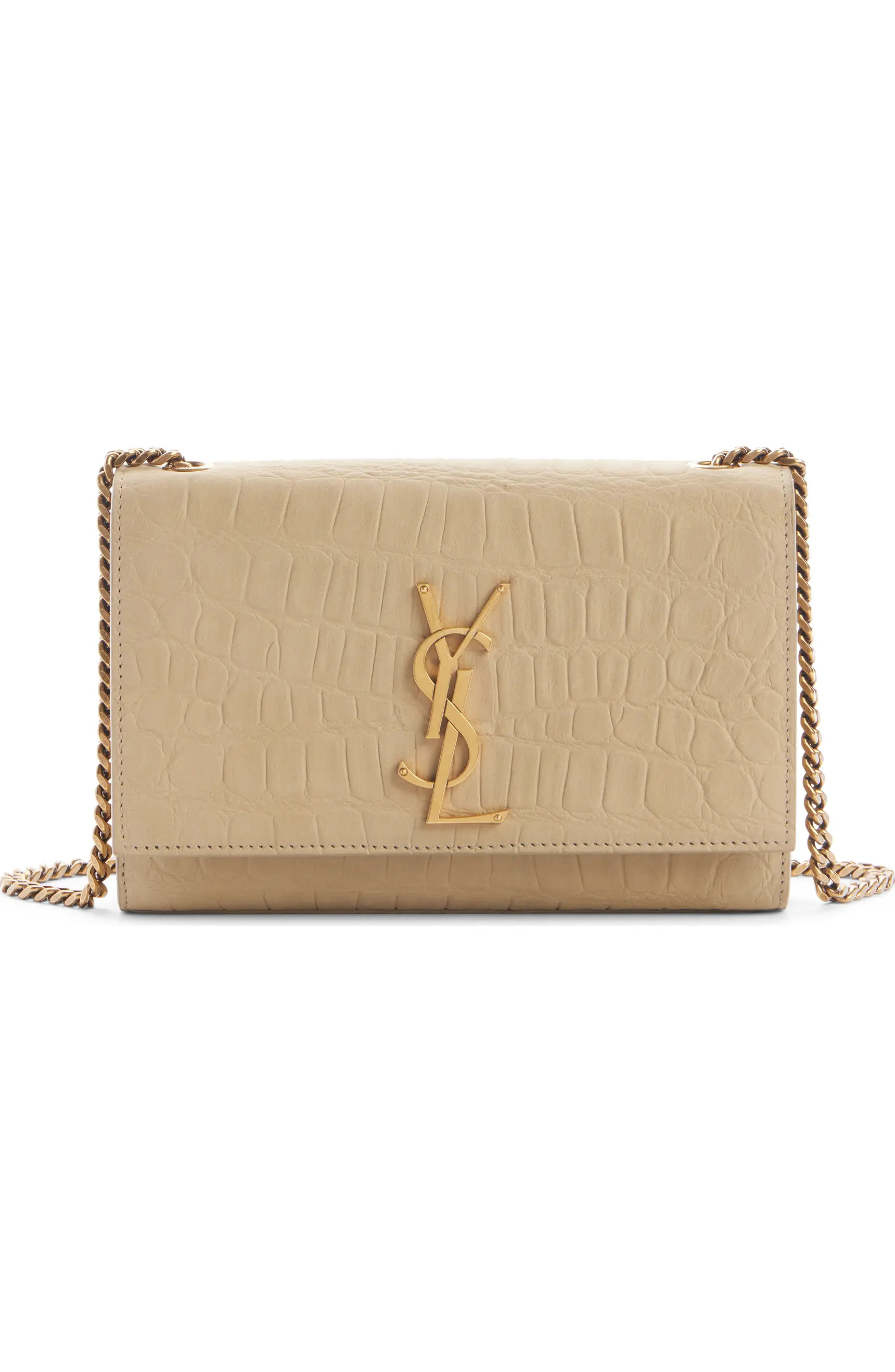 Saint Laurent Small Kate Croc Embossed Leather Shoulder Bag | Nordstrom | Nordstrom