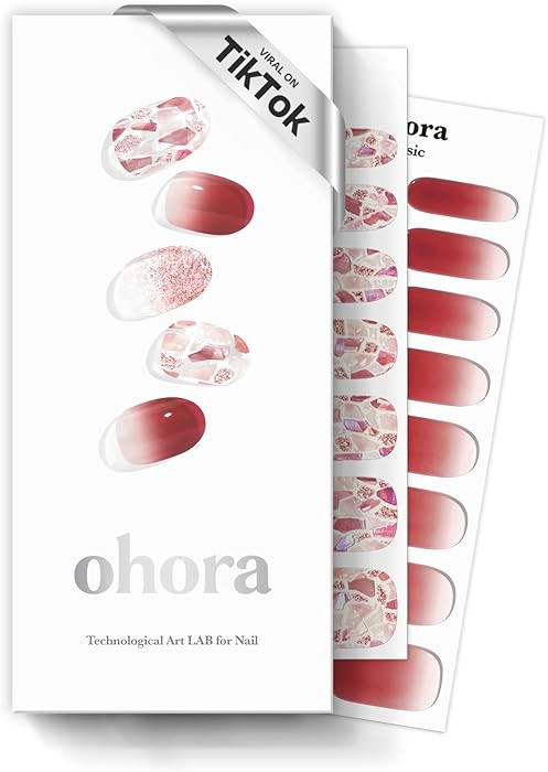 ohora Semi Cured Gel Nail Strips (N Brilliant) - Red, Patterned, Works with Any UV/LED Lamps, Sal... | Amazon (US)