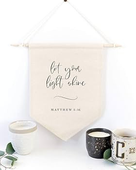 The Cotton & Canvas Co. Let Your Light Shine, Matthew 5:16 Bible Verse, Religious, Scripture Hang... | Amazon (US)