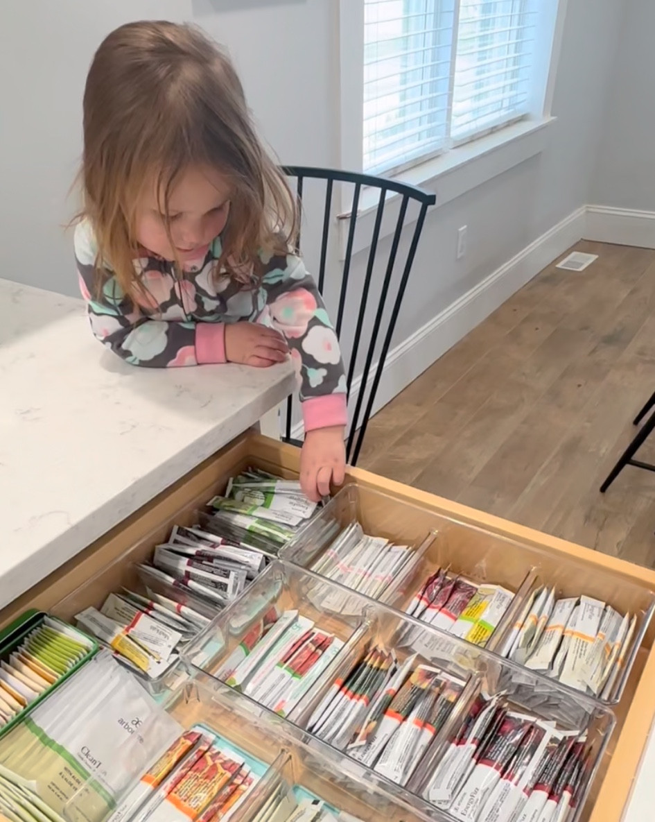 These clear organizers are perfect for kitchen or bathroom organization!!