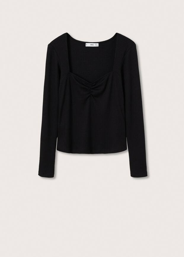 Long-sleeve t-shirt with ruffles | MANGO (US)