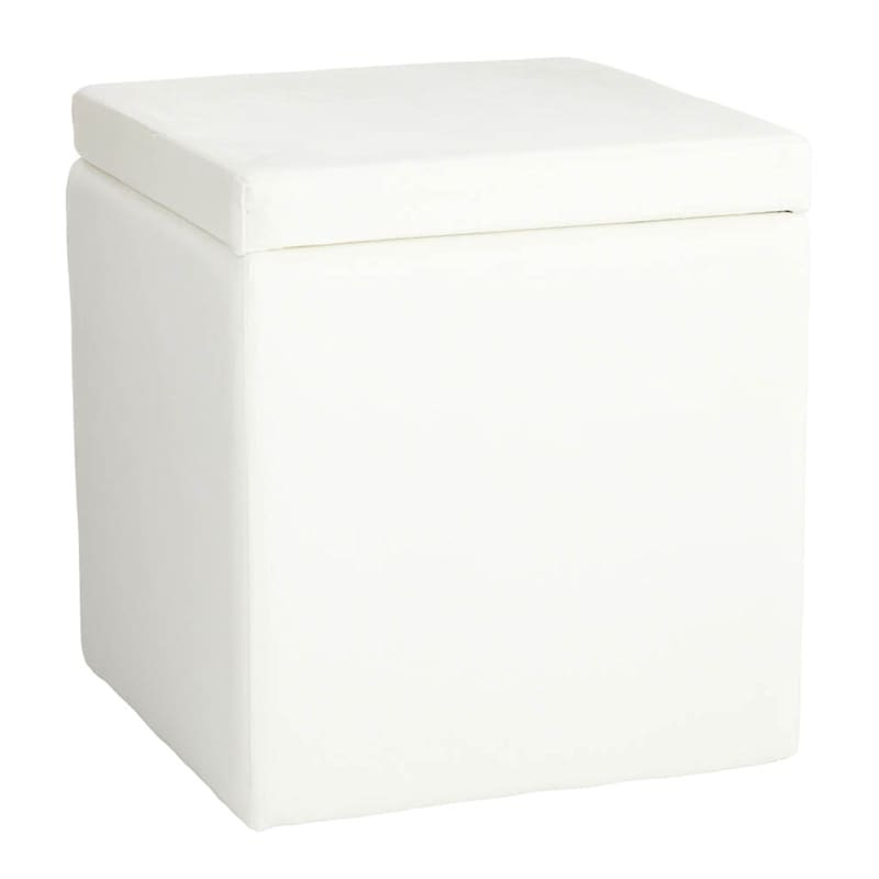 Hannah Square Storage Ottoman, Cream | At Home