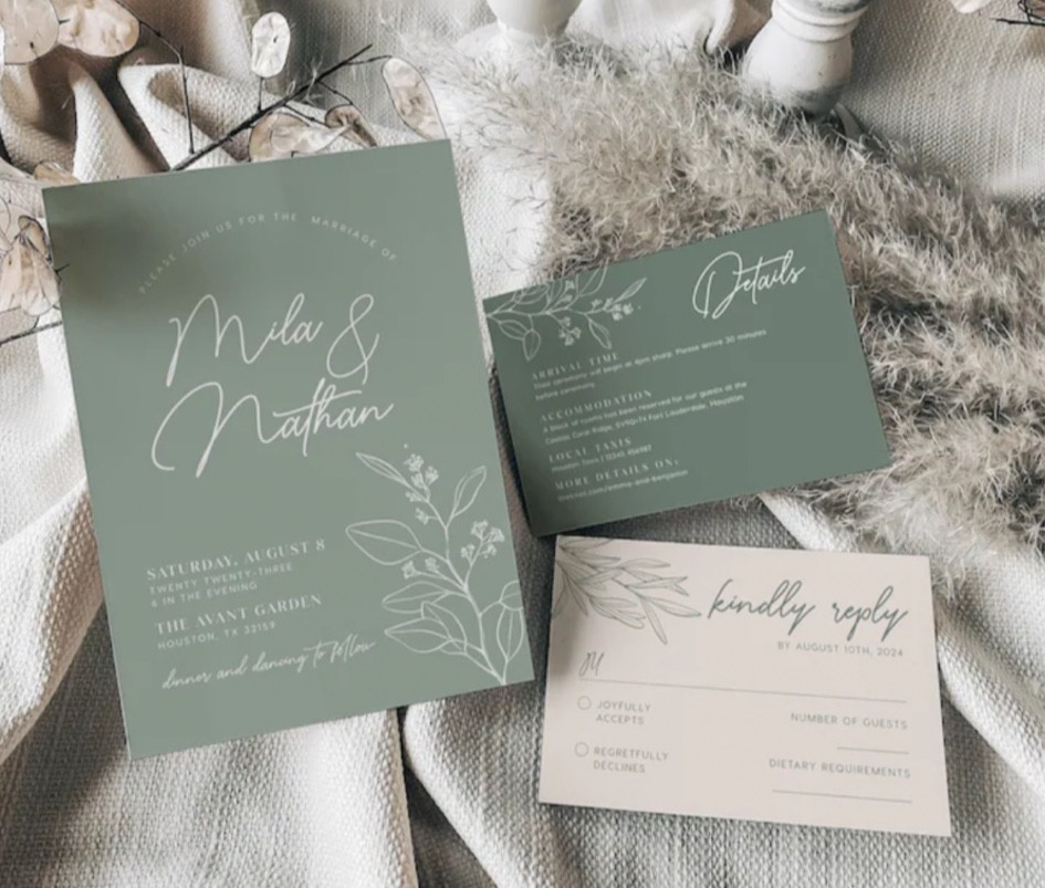 Sage green invitation suite by VisualisingDreams

bride to be | wedding style | getting married | engaged | bridal shower | bachelorette party | wedding day | bride | personalized | wedding sign | wedding decor | wedding planning | wedding day decor | wedding invite | rsvp card  


#LTKwedding #LTKstyletip #LTKunder50