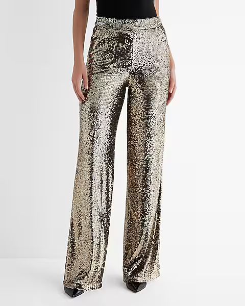 High Waisted Sequin Wide Leg Pant | Express