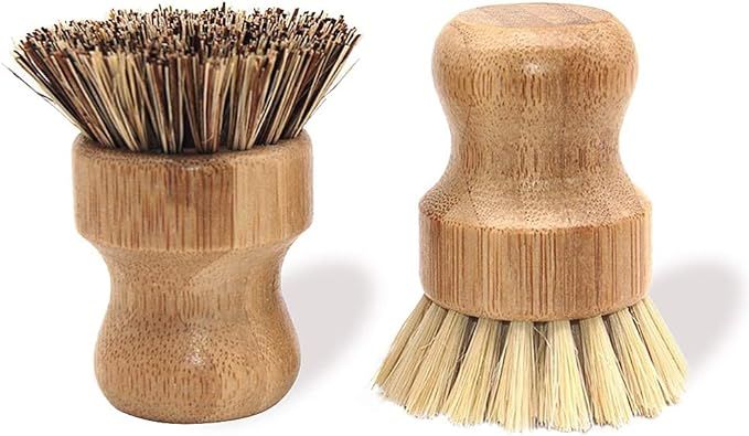 Natural Dish Scrub Brush 2 Piece Set,Made from 100% Natural Bristle,Plastic Free Dishes Scrub Bru... | Amazon (UK)