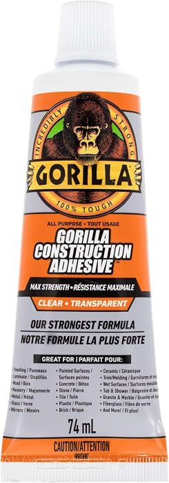 Gorilla Max Strength Construction Adhesive, 2.5 oz (Pack of 1), Clear, Waterproof for Quick Fixes... | Amazon (US)