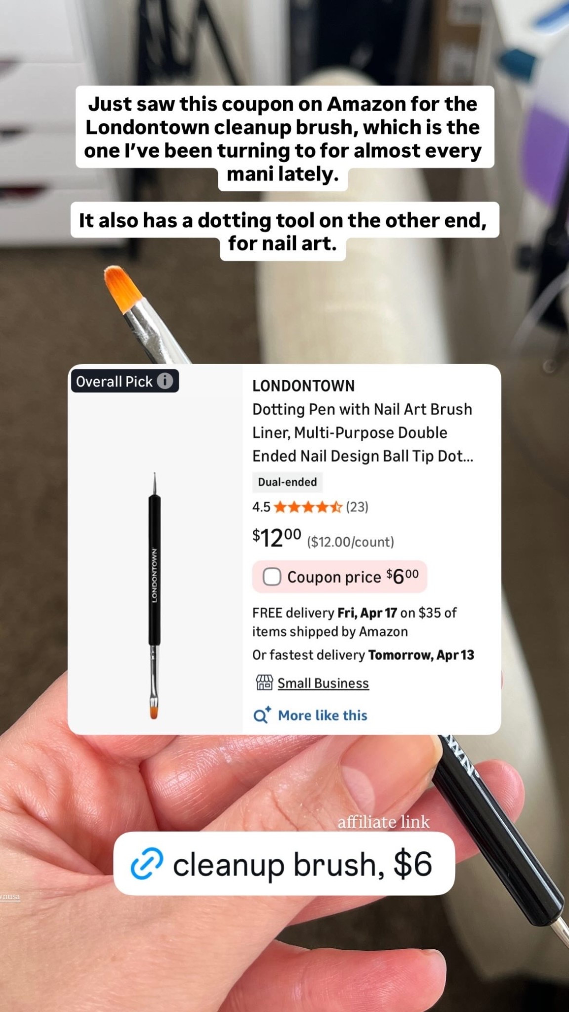 Not sure how long this coupon will last, but this is a great nail polish cleanup brush!

#nails #nsilpolish

#LTKBeauty