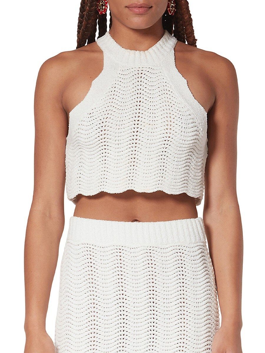 Casablanca Women's Wavy Crochet Crop Tank Top - White - Size S | Saks Fifth Avenue OFF 5TH