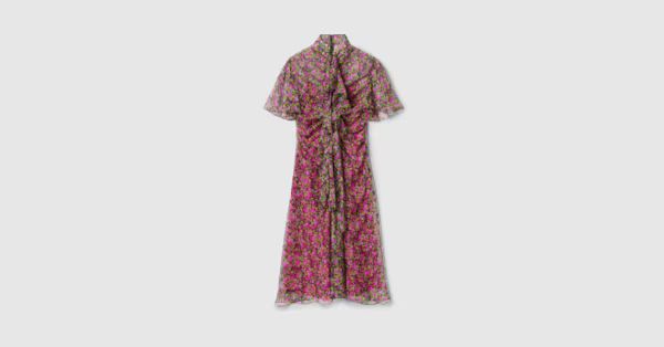 Floral print silk evening dress | Gucci (US)