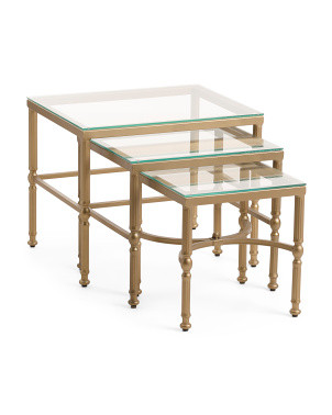 3pc Bonnifait Iron Glass Nesting Table Set | Furniture & Lighting | Marshalls | Marshalls