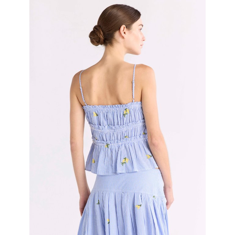 Free Assembly Women's Tiered Ruffle Cotton Sleeveless Top, Sizes XS-XXL | Walmart (US)