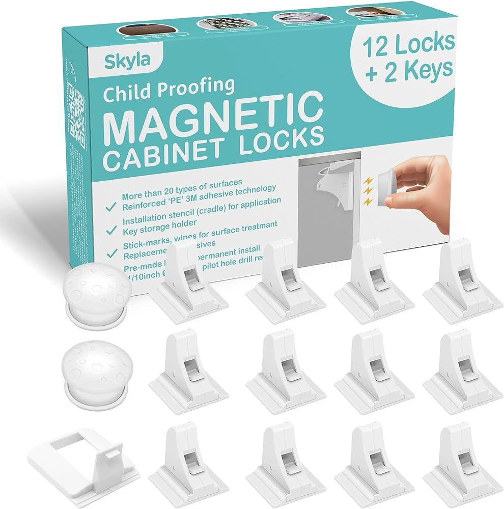 Skyla Homes Magnetic Cabinet Locks (12-Pack 2 Keys) Baby Proofing & Child Safety The Safest, Quic... | Amazon (US)