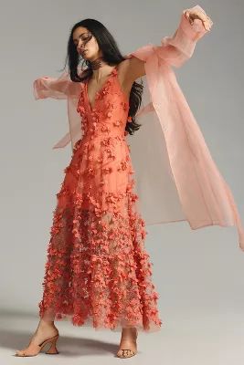 Helsi V-Neck Floral Appliqué Dress | Anthropologie (US)