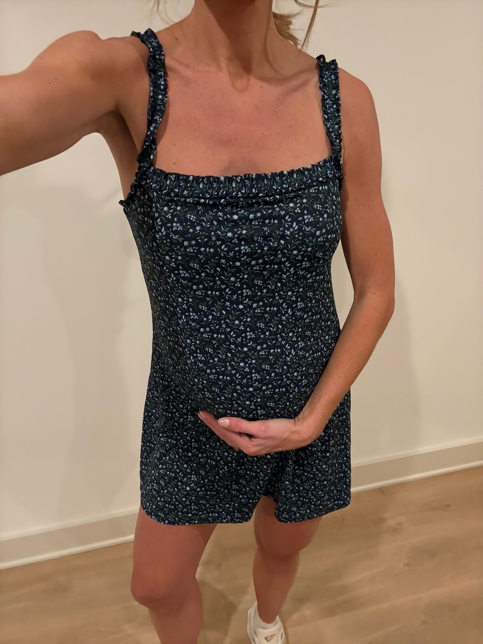 Medium in this active dress for the bump! Love this cute floral pattern and the ruffled straps 

#LTKdayinmylife #LTKBump #LTKootd