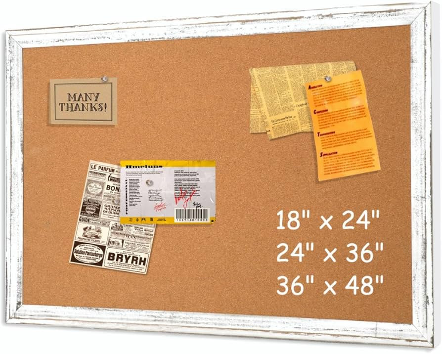Cork Board Bulletin Board - 4 THOUGHT 36 x 24 Inches Cork Notice Pin Board Memo Board with Vintag... | Amazon (US)