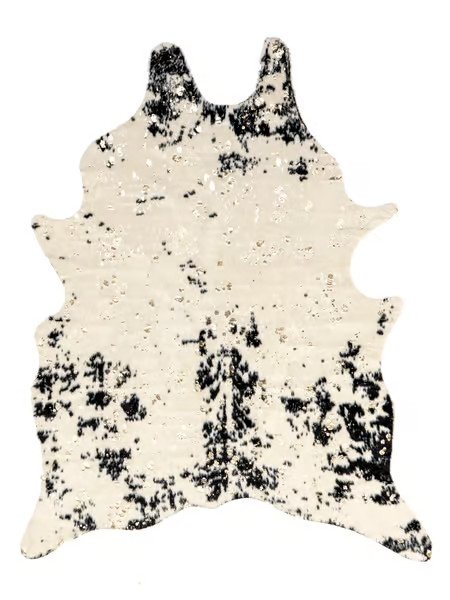 Black Macchiato Faux Cowhide 5' 9" x 7' 7" Area Rug | Rugs USA