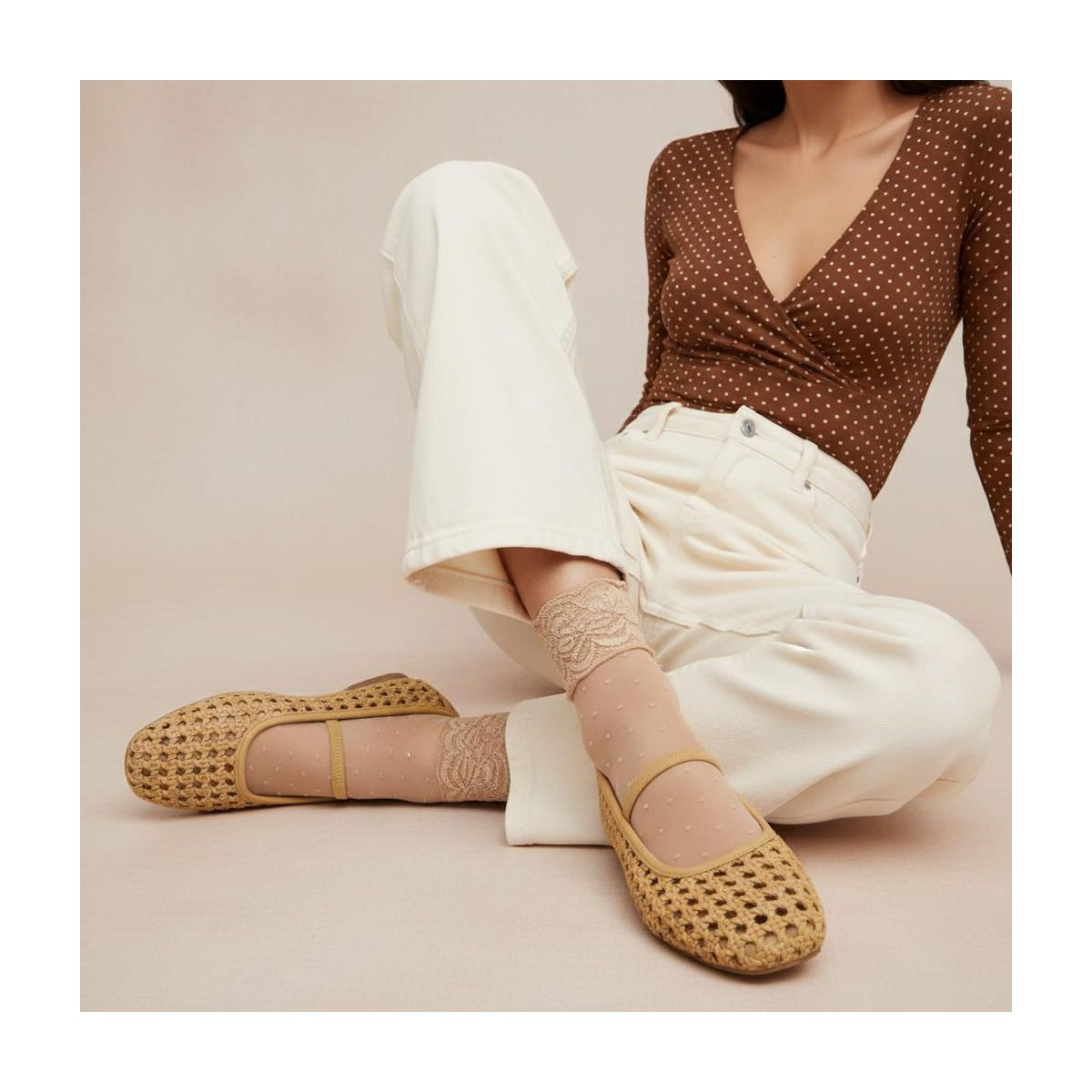 CUSHIONAIRE Women's Weavy Squared Toe Woven Ballet Flat, +Memory Foam  Beige Woven 6 | Target