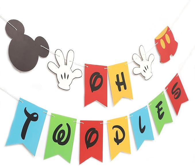 Oh Twodles Birthday Banner, Mouse 2nd Birthday Decorations, Girl 2nd Party Banner, 12 inches by 8... | Amazon (US)