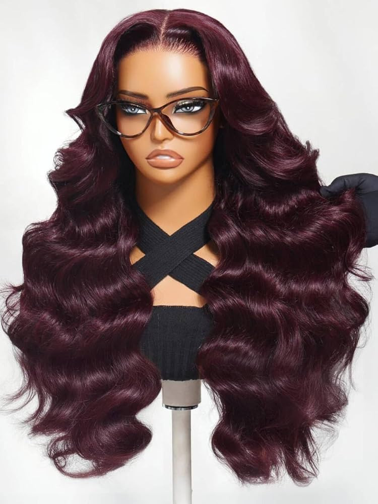 Nadula Bye Bye Knots Glueless Black Cherry Loose Body Wave Drawstring Wigs Human Hair with with F... | Amazon (US)
