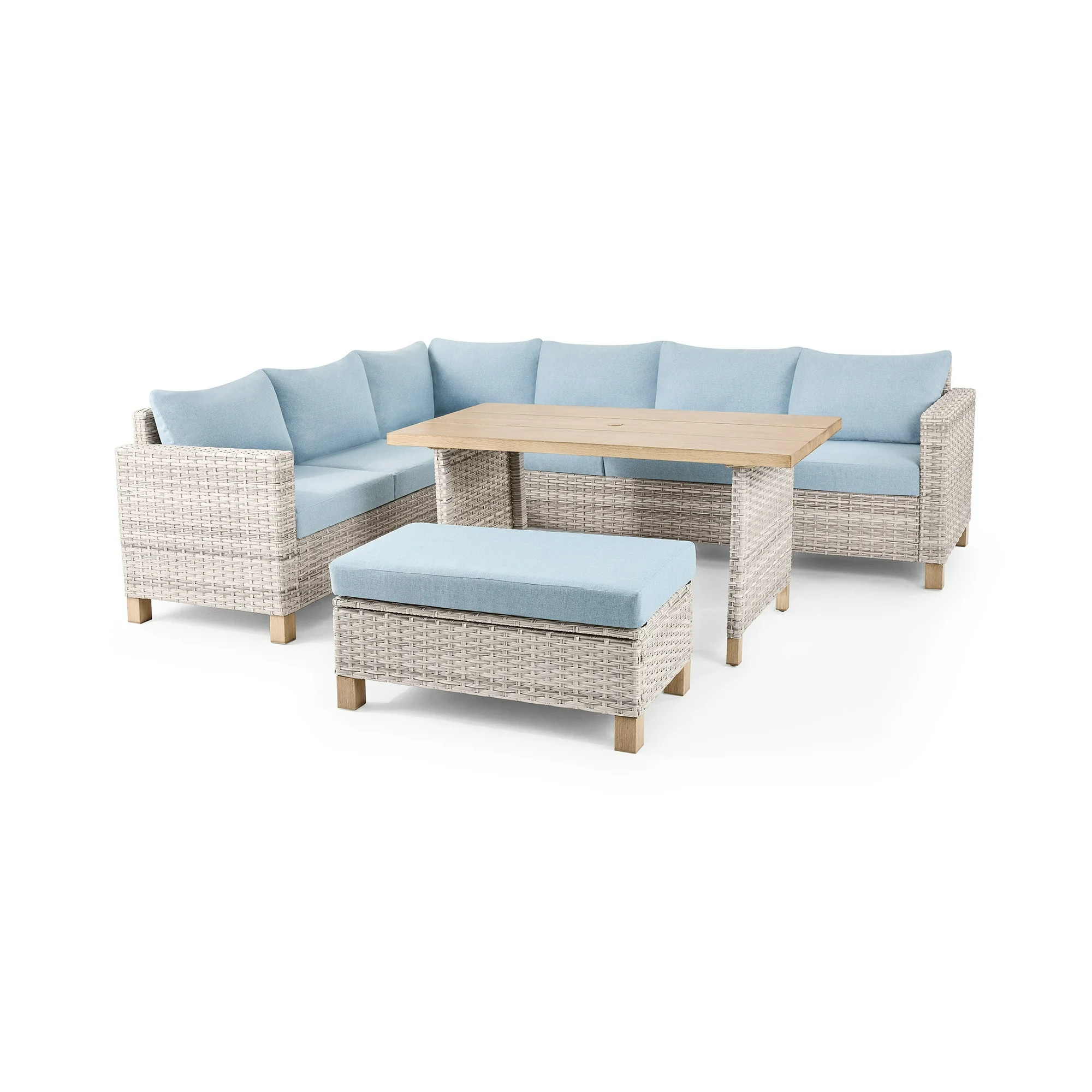 Better Homes & Gardens Brookbury 4-Piece Outdoor Wicker Patio Sectional Dining Set, White Wicker/... | Walmart (US)