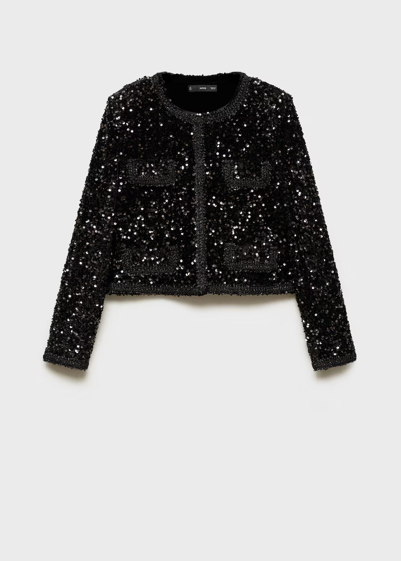 Sequin jacket with pockets - Women | MANGO United Kingdom | MANGO (UK)