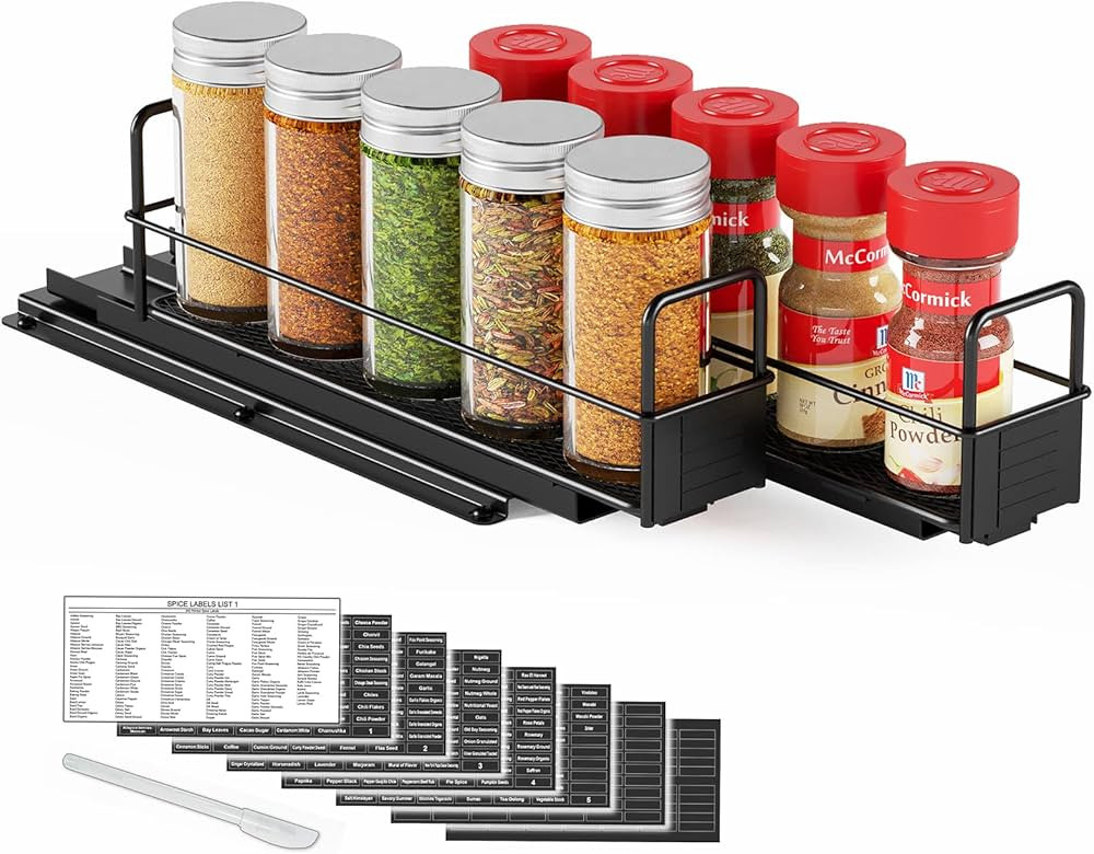 SpaceAid Pull Out Spice Rack Organizer for Cabinet, Heavy Duty Slide Out Seasoning Kitchen Organi... | Amazon (US)
