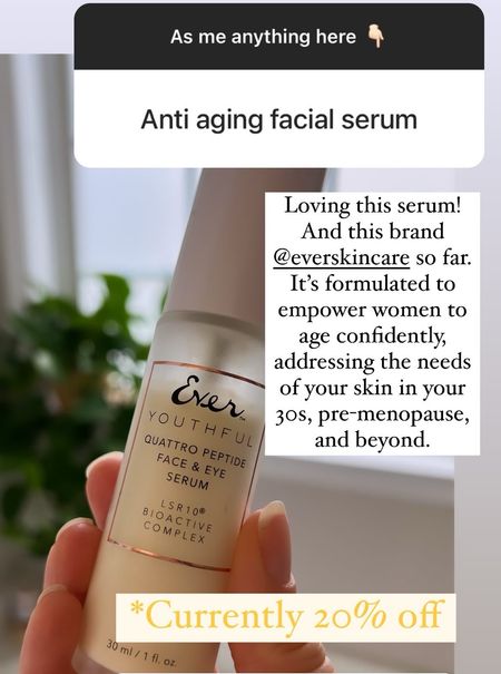 I am loving this serum. It makes my face feel really soft and smooth and has a nice glow! It’s currently at 20% off right now with code: BF2023

#LTKGiftGuide #LTKover40 #LTKCyberWeek