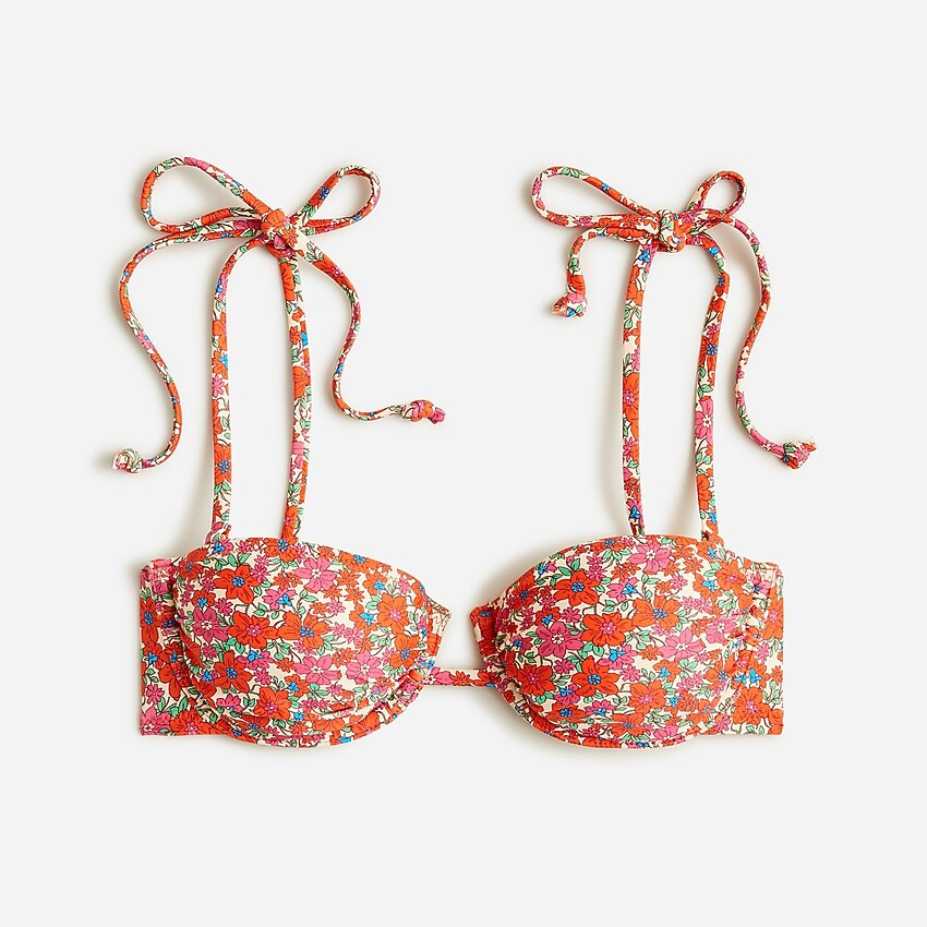 Underwire bikini top with ties in brilliant blooms | J. Crew US