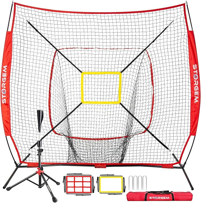 Storgem Baseball and Softball Practice Net 7×7ft Portable Hitting Pitching Batting Training Net ... | Amazon (US)