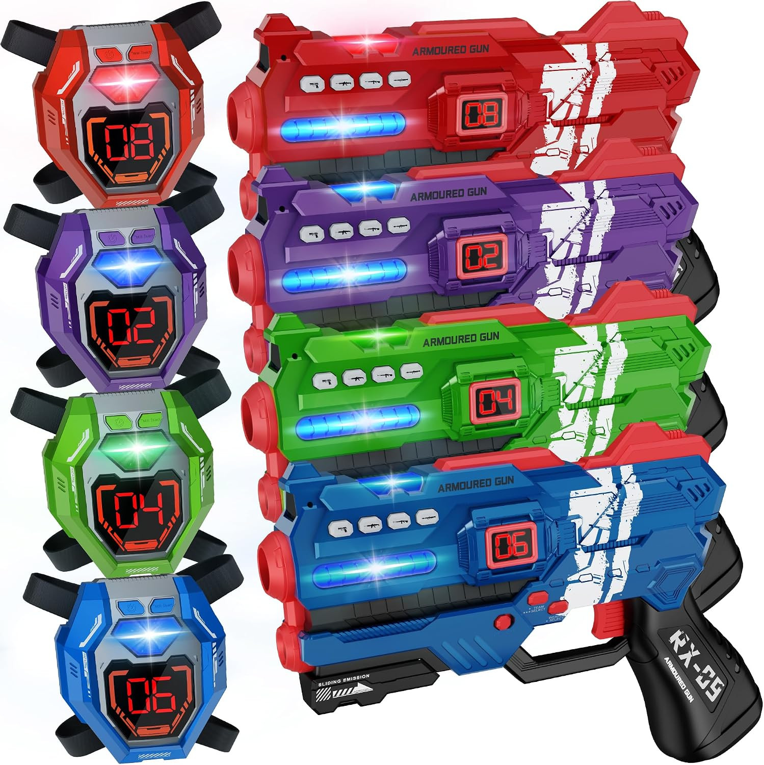Laser Tag Guns Set of 4 Laser Tag Guns with Digital LED Score Display Vests | Amazon (US)