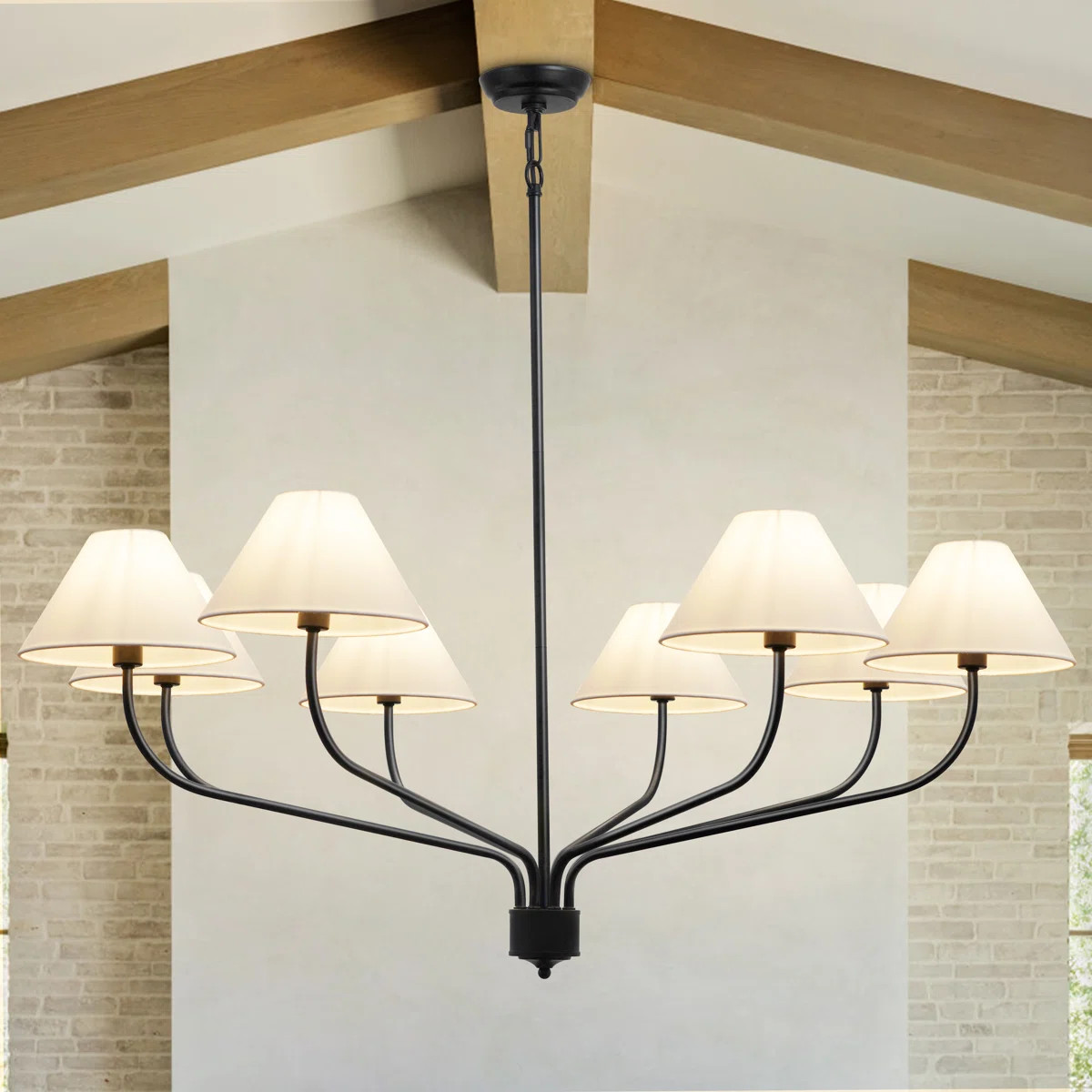 8-light Classic Dimmable Chandelier With Fabric Shades Black Chandelier Classic/traditional Chand... | Wayfair North America