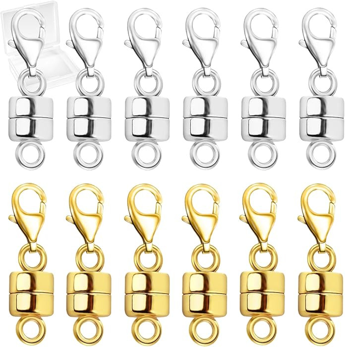 Magnetic Necklace Clasp with Lobster Clasp,14K Gold and Silver Magnetic Jewelry Clasps for Neckla... | Amazon (US)