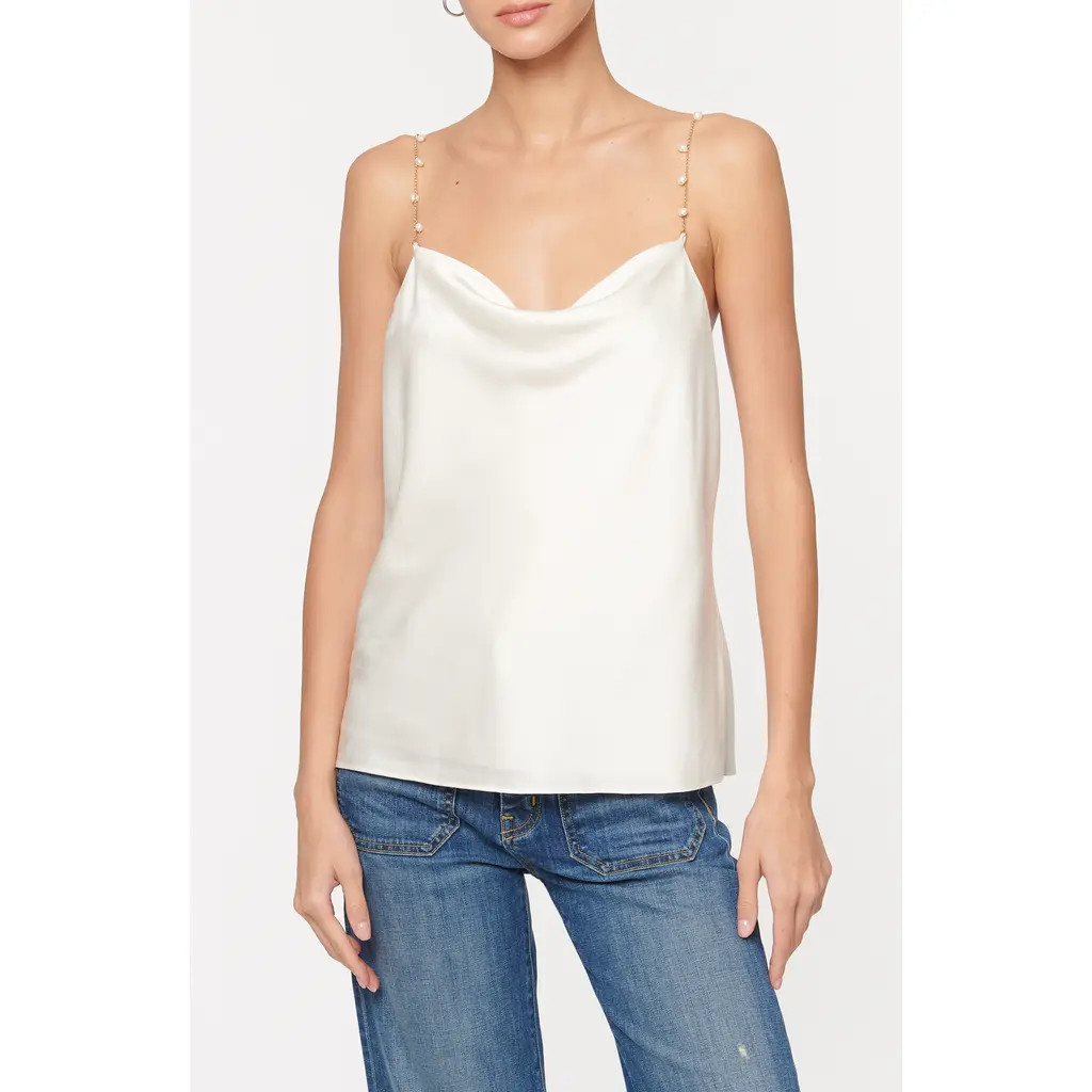CAMI NYC Busy Silk Camisole in White at Nordstrom, Size Large | Nordstrom
