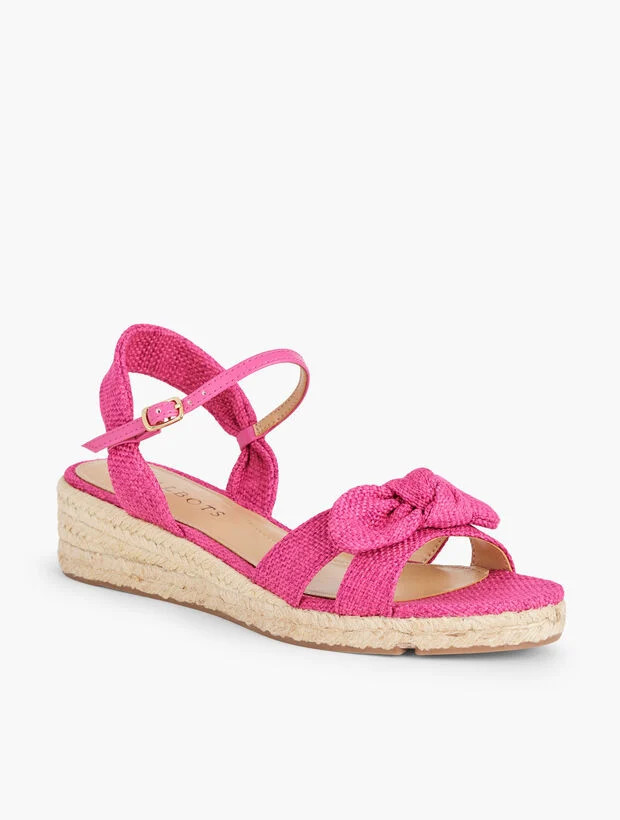 Pamela Bow Linen Espadrille Wedges | Talbots
