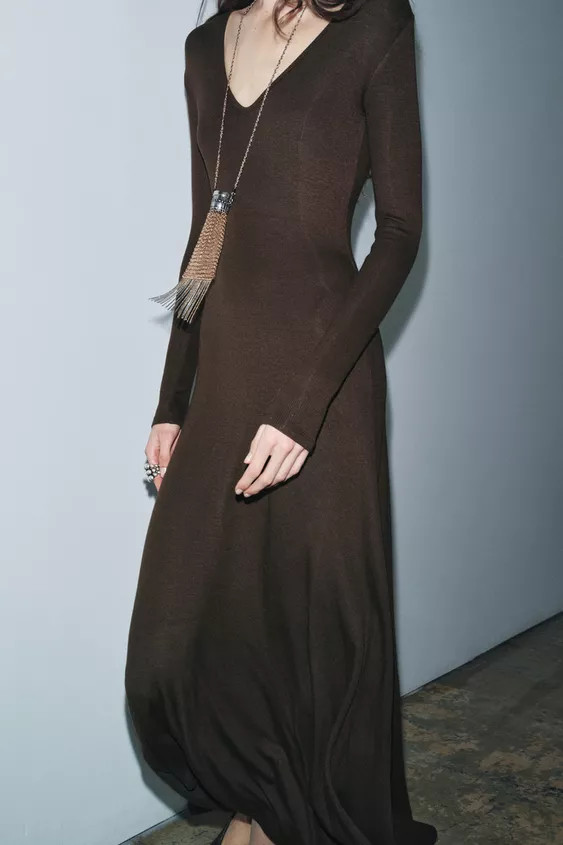 LONG V-NECK DRESS | Zara US