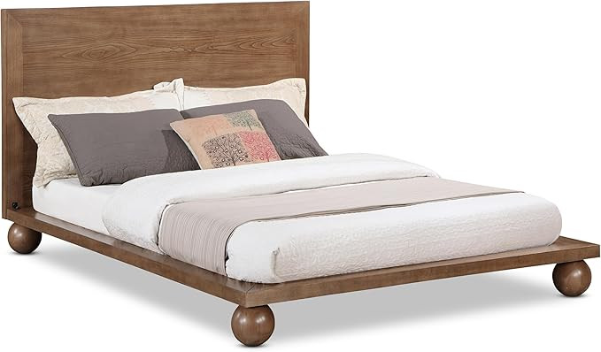 Meridian Furniture Kent Collection Art Deco Bed with Solid Wood, Rich Finish, Ball Legs, Queen (U... | Amazon (US)