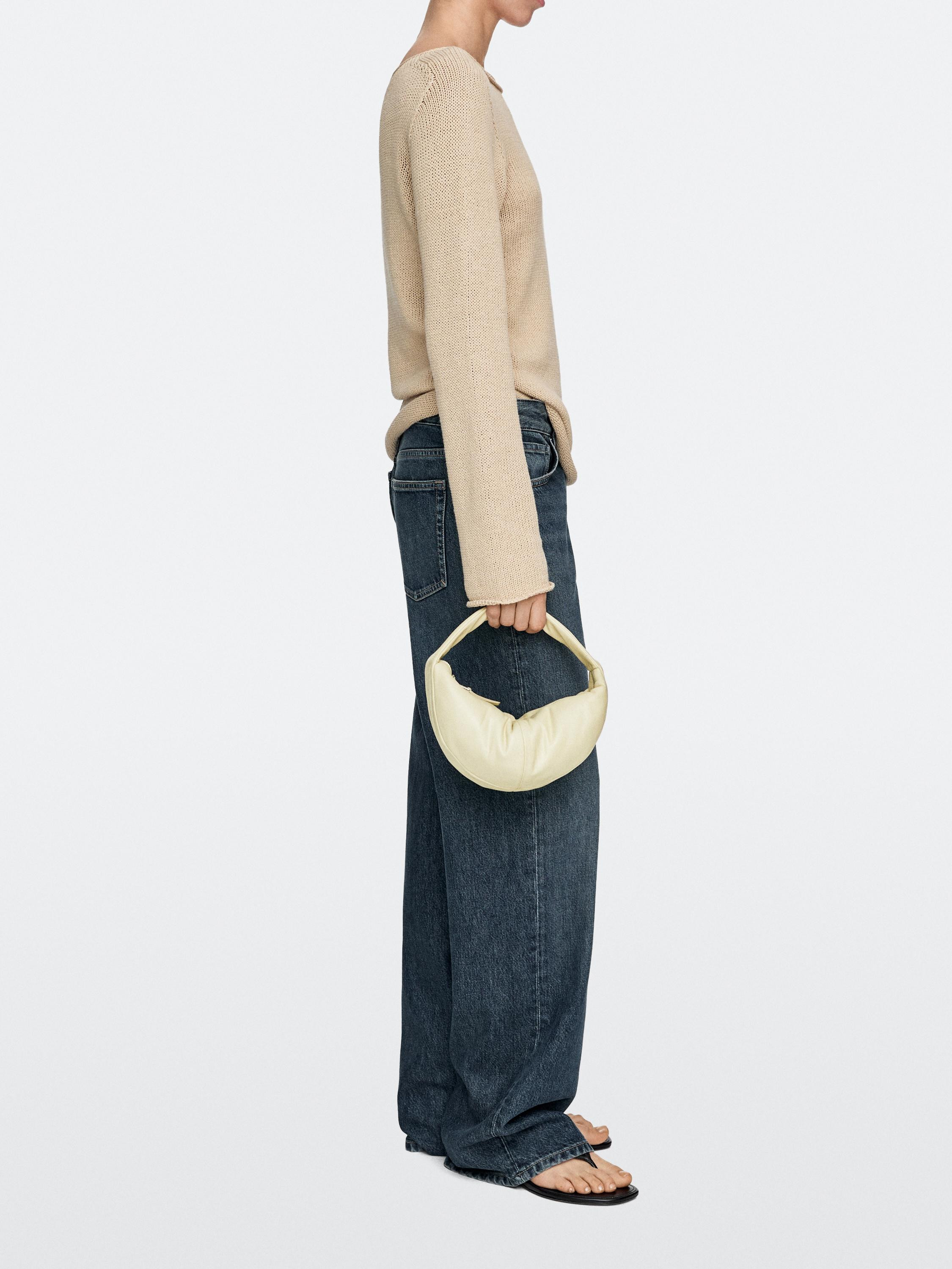 Mini nappa leather half-moon bag | Massimo Dutti UK